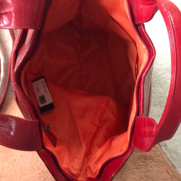 Red Leather Crossbody Brief - Picture 2 of 4